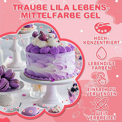 Colorant alimentar în gel - HXDZFX 2×30ml, colorant alimentar fără zahăr, foarte concentrat, pentru decorarea torturilor, fondant alb, macaroane, prăjituri, copt, ouă de Paște, slime (mov struguri)