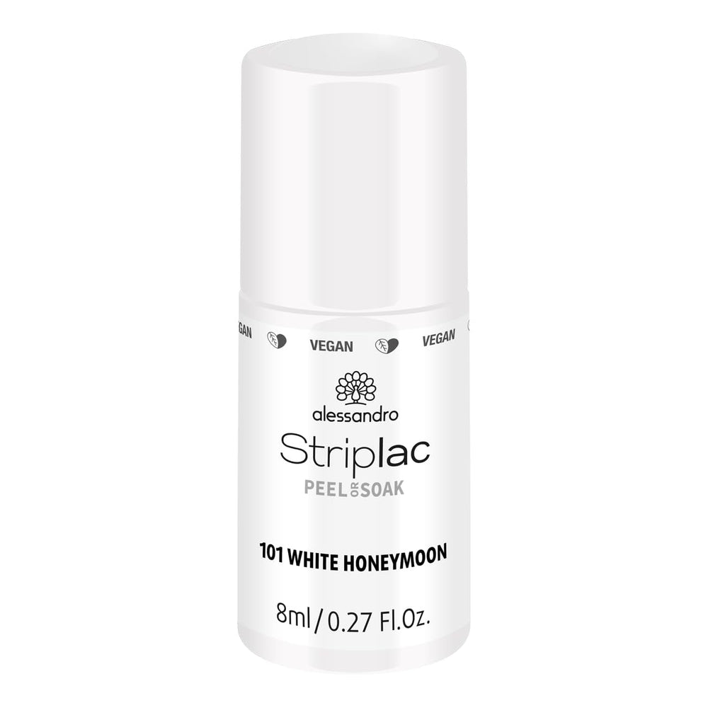 Oja UV alessandro Striplac White Honeymoon – Delicată și de lungă durată – Îndepărtare ușoară datorită tehnologiei de îndepărtare – Vegană și fără cruzime – 8 ml