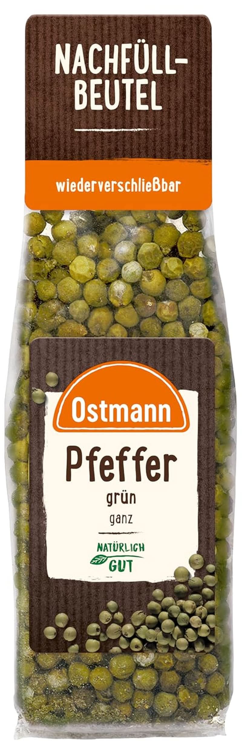 Ostmann Ganzer grüner Pfeffer | Ungerösteter Pfeffer, ideal für Marinaden und Saucen, 40 Gramm Condimente Naty Shop