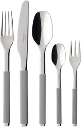 Villeroy und Boch - S+ Taupe Hochwertiges Besteckset aus Edelstahl mit Silikongriff Naty Shop Grau 24 Besteck