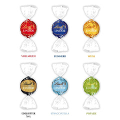 Lindt Ciocolată LINDOR, Vitrină de Tejghea | 1718 g | Aprox. 138 trufe în varietățile Lapte, Neagră 70%, Seminegră, Stracciatella, Albă, Fistic | Set Cadou Ciocolată | Cadou Ciocolată | Pachet Vrac