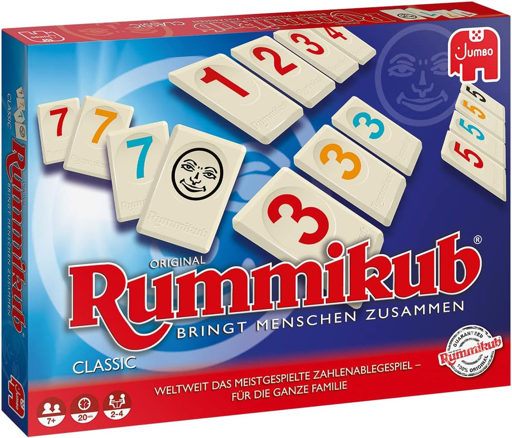 Jumbo Spiele Original Rummikub Classic - der Spieleklassiker unter den Gesellschaftsspielen - für Erwachsene und Kinder ab 7 Jahren JUM17571 Mehrfarbig 2,7 x 3,7 cm