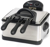 Friteuză cu ulei Bestron XL Cu 3 coșuri de prăjire, Inclusiv tehnologie cu zonă rece și recipient de ulei detașabil, 4 litri, 2000 W Electrocasnice Naty Shop Argintiu