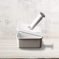 Staniu de depozitare a alimentelor în vid emailat | XL | 1.85L | 23.5 x 17.5 x 7cm | păstrează alimentele proaspete pentru mult mai mult timp | protejează alimentele de bacterii și infestare fungică | fără pompă de vid Cutii depozitare alimente Naty Shop