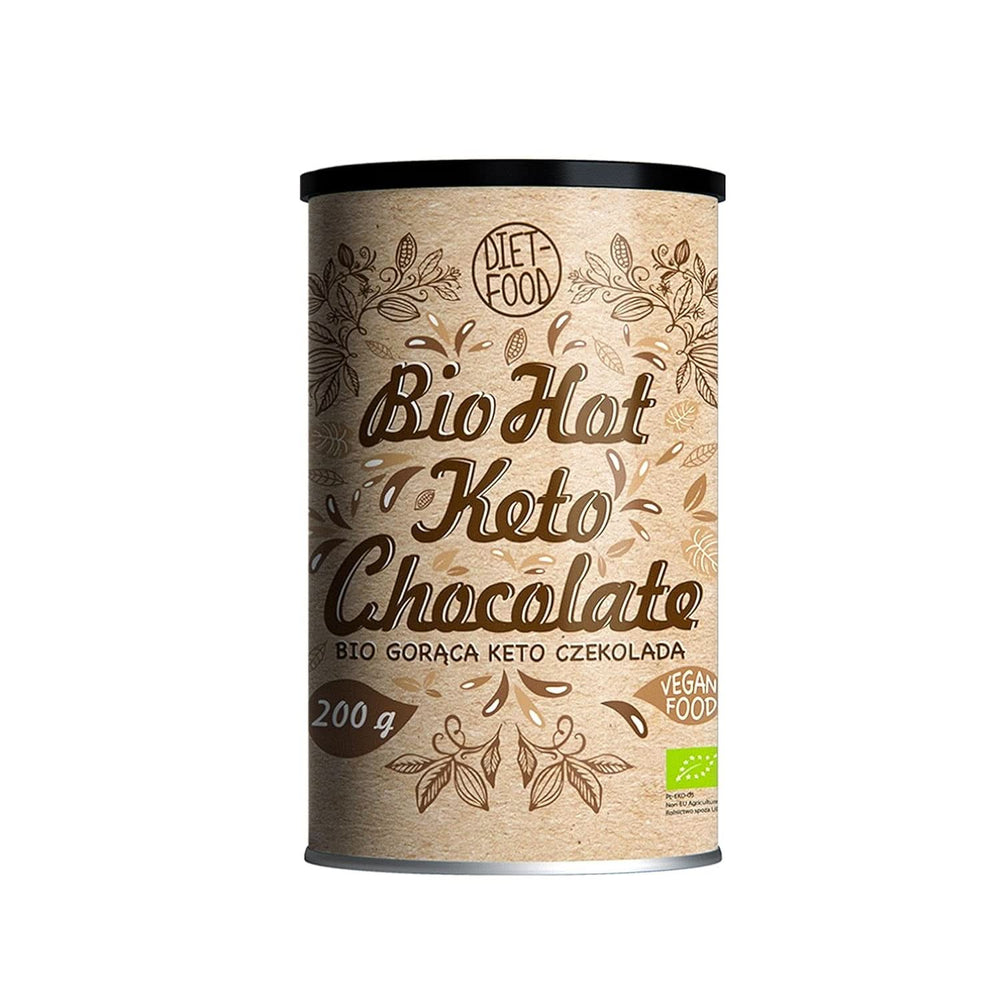 Heiße Schokolade für die Keto-Diät – reich an Fett – mäßig proteinhaltig und kohlenhydratarm – gesüßt mit Erythrit, 200 Gramm Kakao und heißer Schokolade Naty Shop Bio Keto Hot Chocolate