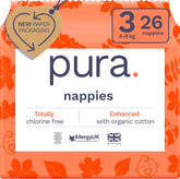Scutece Eco Baby - Mărimea 3 (4-9 kg), 1 pachet (26 scutece), scutece ultra-moi pentru piele sensibilă, bumbac organic, protecție împotriva scurgerilor de până la 12 ore, ghid de mărimi nou