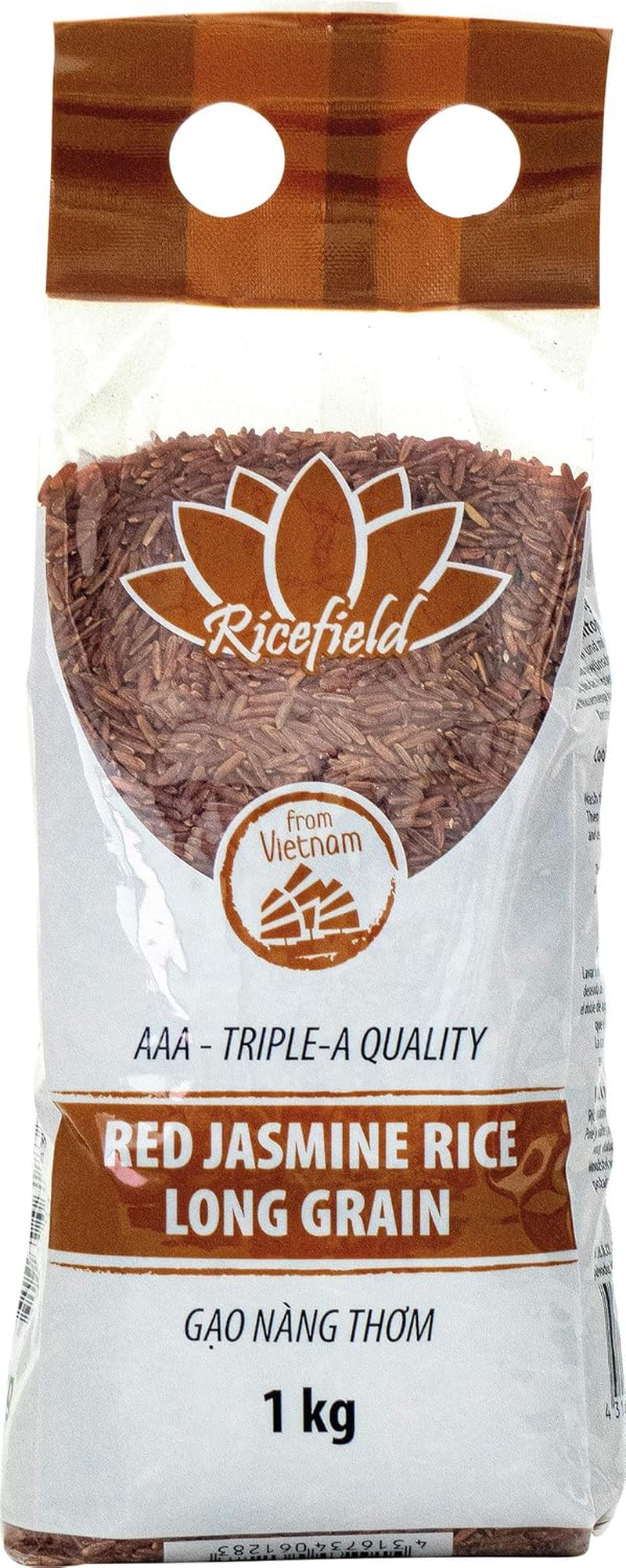 RICEFIELD Jasminreis, rot, Langkorn, 1 kg