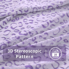 FY FIBER HOUSE flanel fleece throw, pătură din microfibră cu imprimare 3D ghepard, 228 X 274 cm, violet Plapumi si pilote Naty Shop