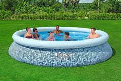 Set piscină gonflabilă Bestway Fast Set, rotundă, 396 cm x 396 cm x 84 cm, gri