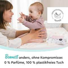 LILLYDOO Feuchttücher mit Präbiotika, 100 % plastikfreie, parfümfreie Tücher (FSC Mix) Baby-Feuchttücher Naty Shop