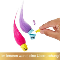 Mattel DREAMWORKS TROLLS Together Strong – Haarige Überraschungen Poppy Queen Poppy, Viva, Branch und Guy Diamond Plüschhaar, 2 haarige Überraschungen, Zubehör, ab 3 Jahren, HNF10 Naty Shop-Puppen