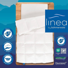 Allnights - Plapumă confortabilă medie, 135X200, 100% pene noi și puf, potrivită pentru alergici, lavabilă până la 60°C, fabricată în Germania, alb Plapumi si pilote Naty Shop