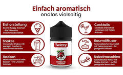 Twizzy Kirsch-Lebensmittelgeschmack – 60 ml – Intensiver Geschmack – Ideal zum Backen. Aromen Naty Shop