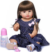 ZIYIUI 22 inch (55 cm) Păpușă Reborn Baby Fetiță Corp Complet Silicon Vinil Realistică Păpuși Reborn Reale Nou-născute Fetiță cu Păr Lung Cadouri pentru Copii Jucărie Realistică Manuală