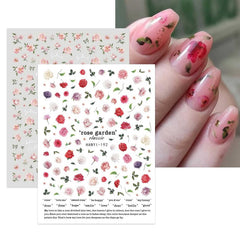 JMEOWIO Nagelsticker Frühling Blumen 10 Blatt Nail Art Sticker Selbstklebend Nagelaufkleber Buntes Sommer Blumen Dekoration Nageldesign Zubehör