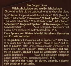 Ciocolată organică umplută cu cappuccino, 100g