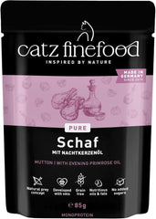 Hrană umedă pentru pisici Catz Finefood Purrrr Sheep Monoprotein nr. 113, pentru pisici cu digestie sensibilă, conținut de carne de 70%, 16 pliculețe a câte 85 g