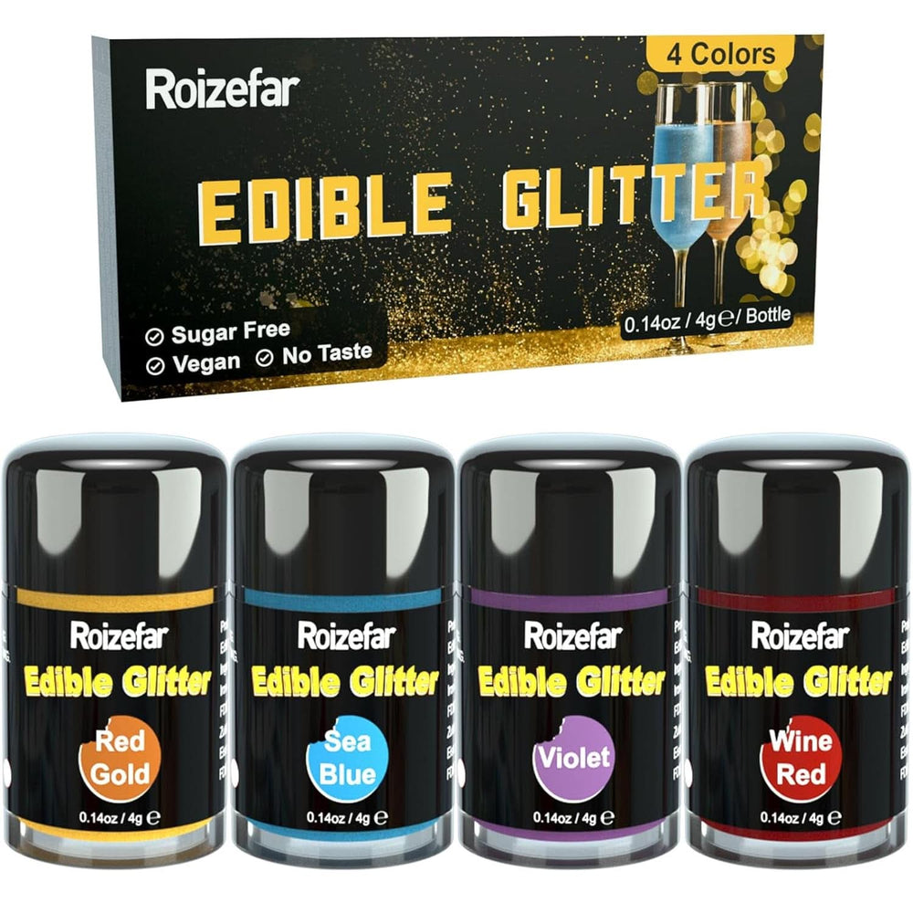 Essbarer Glitzer, verschiedene Farben und Mengen Naty Shop Golden Red, Sea Blue, Wine Red, Purple 4 x 4 Gramm