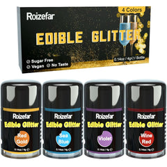 Essbarer Glitzer, verschiedene Farben und Mengen Naty Shop Golden Red, Sea Blue, Wine Red, Purple 4 x 4 Gramm