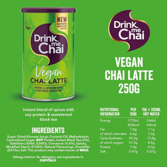 Drink Me Chai Vegan Chai Latte 250 g (pachet de 1), se adaugă doar apă, pudră vegană Chai Latte (16 porții în total)