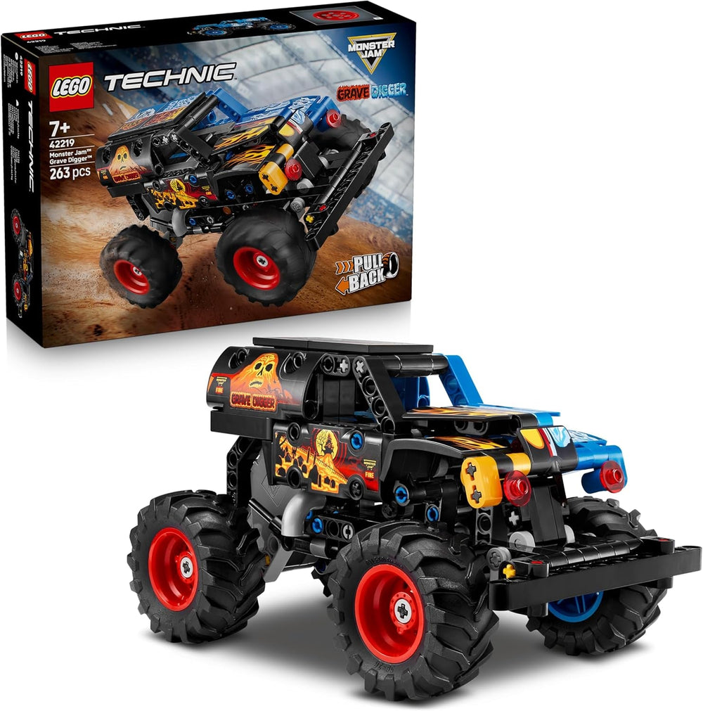 LEGO Technic Monster Jam Grave Digger Feuer und EIS - Monstertruck Modellbau & Konstruktionsspielzeug mit Rückziehmotor - Spielzeug für Kinder, Mädchen & Jungen - Geschenke für Kinder - 42219