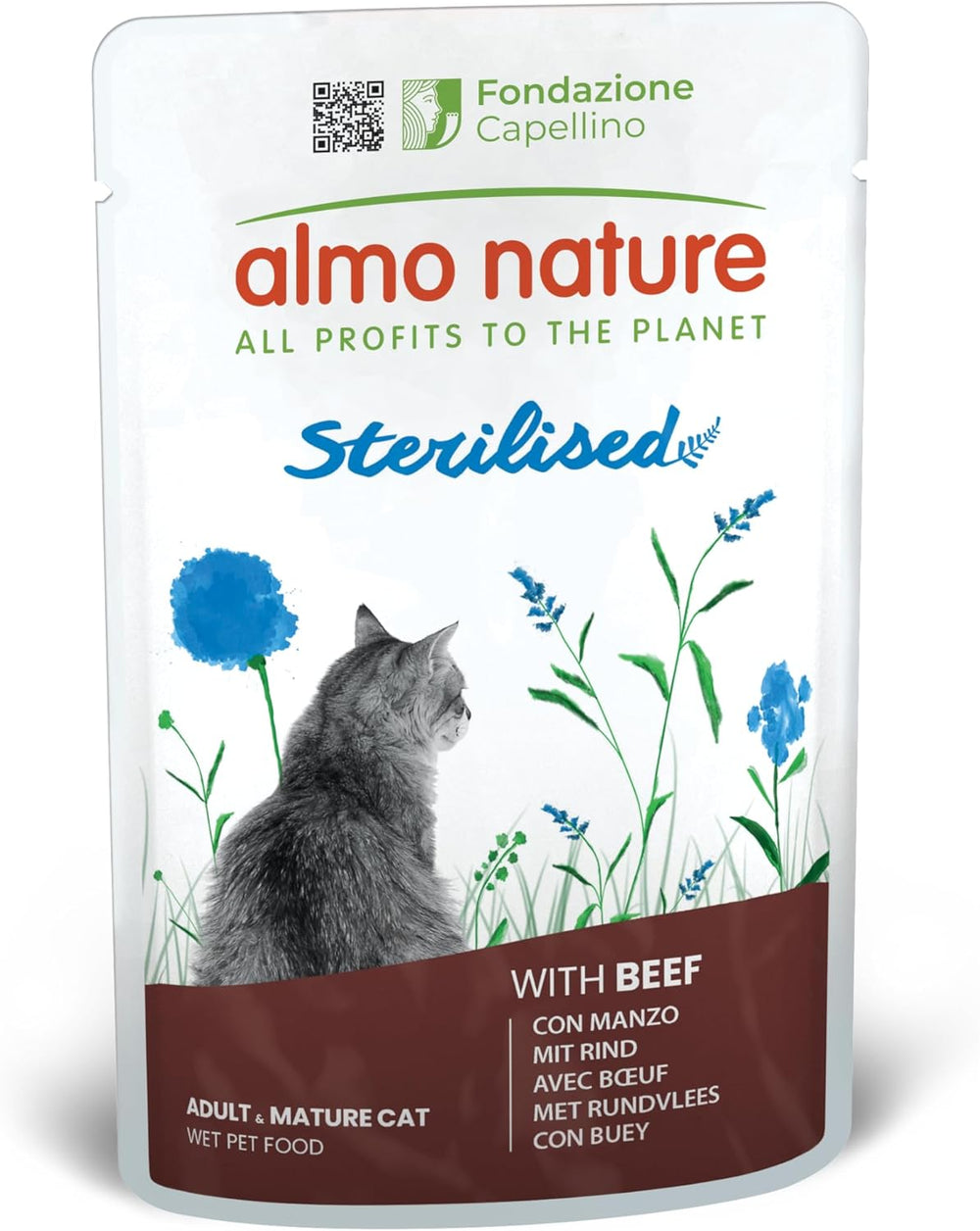 Almo Nature Functional - Sterilizat - Hrană umedă pentru pisici adulte și mature, sterilizate sau mai puțin active - cu carne de vită - conținut scăzut de grăsimi, hidratantă - 70 g (pachet de 30)