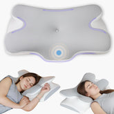 Pernă pentru gât Pernă ortopedică pentru cap Pernă din spumă de memorie Pernă pentru impact lateral - Design ergonomic Cu formă goală Pentru impact lateral, dorsal și abdominal Gri deschis Perne ortopedice cervicale Naty Shop Gri deschis 66X36X14Cm