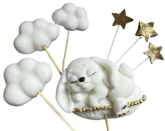 Set 7 decoratiuni comestibile din zahar, Iepuras Decoratiuni din Pasta de Zahar Naty Shop
