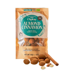 Set de 4 bucăți Organic Bites - Migdale cu scorțișoară/Migdale cu scorțișoară în ciocolată neagră belgiană/Fără zahăr adăugat, fără îndulcitori/VEGAN ȘI COMERȚ ECHITABIL / 4 x 85g