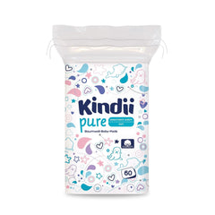 Kindii Pure Baby Pads – 100 % Baumwolle – Große quadratische Pads für empfindliche Haut – Ersetzt Feuchttücher – Weich – Weiche Kanten Baby-Feuchttücher Naty Shop