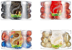 Ouă LINDOR cu ciocolată Lindt | 4 cutii a câte 450 g fiecare | Ouă LINDOR cu umplutură care se topește în gură, din ciocolată cu lapte, albă, neagră și cu alune | Ciocolată de Paște | Cadou de ciocolată | Ouă de Paște | Ouă de ciocolată