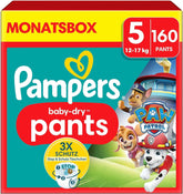 Pampers Windeln Paw Patrol Pants Größe 5 (12-17 kg) Baby-Dry, Junior mit Stop-and-Protect-Tasche, MONATLICHE BOX, 160 Windeln Naty Shop 5 (160 Stück) Neu