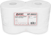 Hârtie igienică Quicky Jumbo 2 straturi, 25 cm Ø, alb strălucitor, relief cu puncte fine, 6 role - absorbantă și rezistentă la rupere pentru igienă maximă, ideală pentru instituțiile publice și industrie