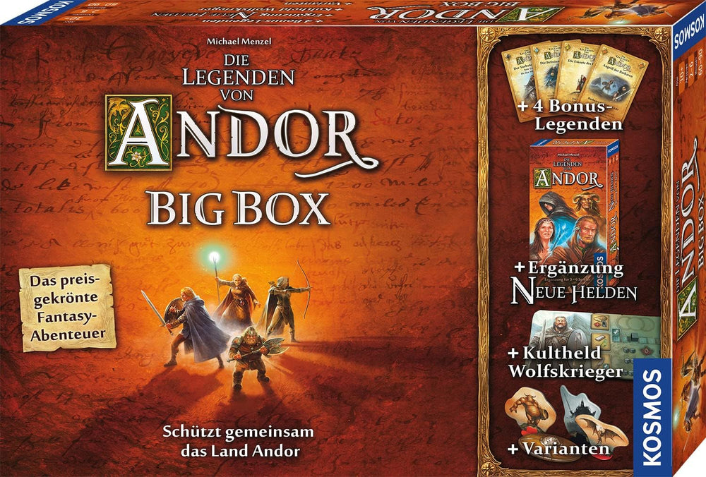 Kosmos 683122 Legends of Andor – Big Box, Basisspiel (Kennerspiel des Jahres 2013) und zusätzliche Erweiterungen, Fantasy-Klassiker, kooperatives Fantasy-Brettspiel, ab 10 Jahren