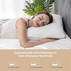 Pernă EGO HOME din spumă cu memorie 40x80 cm cu spumă cu memorie mărunțită - Pernă respirabilă, ergonomică pentru susținerea gâtului, pentru cei care dorm pe o parte, pe spate sau pe burtă - Certificată Oeko-Tex - Husă lavabilă