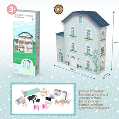 Casă de păpuși din lemn Deqube, 4 etaje, casă de păpuși cu decor diferit și îngrijit în fiecare cameră, cu 17 accesorii - Dimensiune 135 X 36 X 128 Cm (913D00016) Casute de papusi Naty Shop