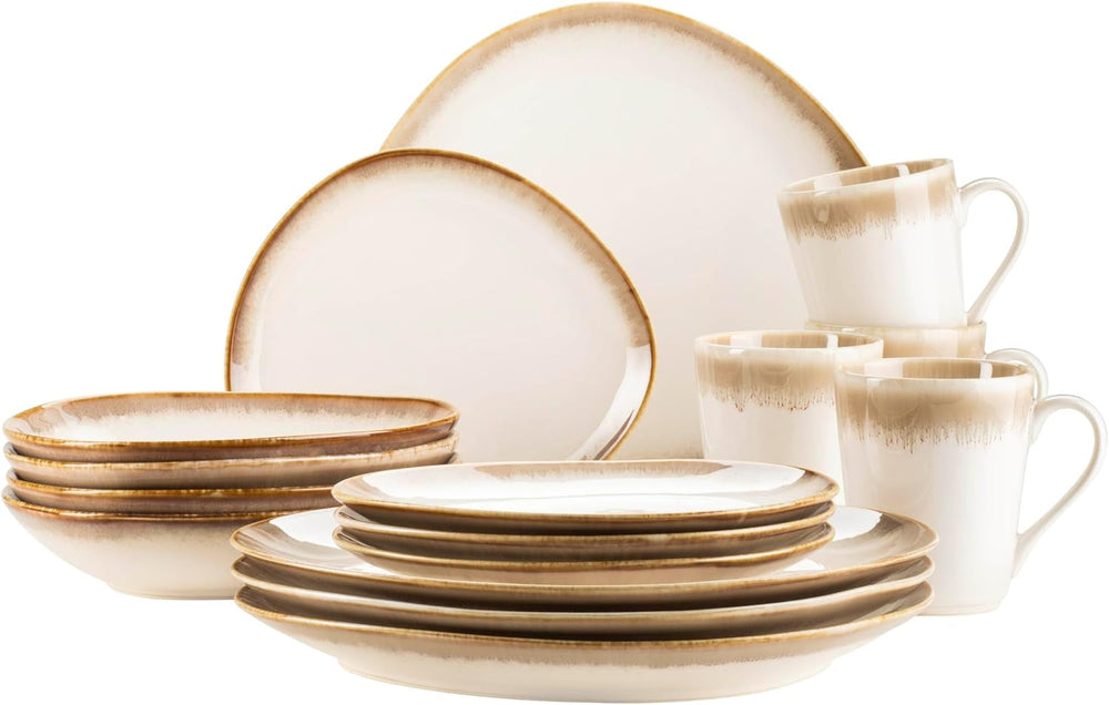 MÄSER 931991, La Sinfonia, Modernes Tafelservice für 4 Personen, 16-teilig, Vintage-Design Geschirrsets Naty Shop Beige Kombiservice