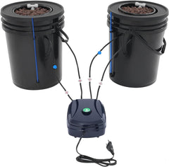 Set complet sistem hidroponic DWC cu pompă de aer de 12W, 2 găleți (5 galoane), sistem de creștere hidroponică, 2 saci de Ceramsite, kit de irigare pentru ghiveci