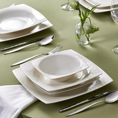 Set de veselă Karaca New Flava din porțelan, format din 24 de piese, pentru 6 persoane, alb, elegant și durabil, se poate spăla în mașina de spălat vase, perfect pentru uz zilnic și ocazii speciale