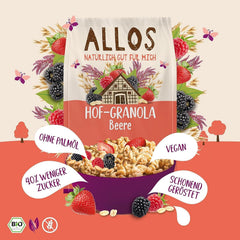 Allos Hof Granola cu fructe de pădure | Muesli organic | Muesli cu fructe de pădure | Muesli crocant | Cereale pentru micul dejun | Pachet de 6 (6 x 300g), 1 bucată (pachet de 6)