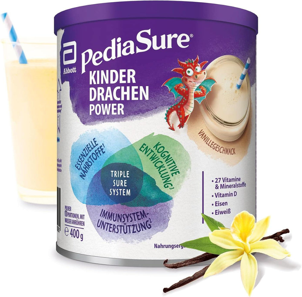Pediasure Puterea Dragonului, 400 grame, supliment nutritiv delicios pentru copii cu vârsta de 1 an și peste, cu 27 de vitamine și minerale Naty Shop Vanilie