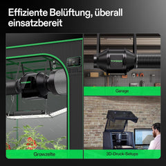 VIVOSUN Kit Ventilator Inline Inteligent 100mm/Evacuare AeroZesh G4 cu GrowHub E42A+, Controler de Temperatură și Umiditate, Telecomandă WiFi/Aplicație, Filtru de Cărbune Activ și Furtun pentru Corturi de Cultivare și Hidroponie
