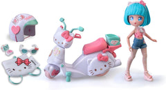 4SF - Pretty Pink Scooter, Japanische Fashion Puppe mit Motorrad, Figur von 19,5 cm mit 15 Gelenkpunkten, Inklusive Helm und Tasche, Trägt EIN Top mit Mikroschorts, Famosa (HKTF3000)