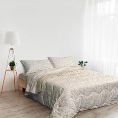 Foppapedretti Nachttisch & natürliche Steppdecke für Doppelbett 2P; Sandblätter, Bezug aus 100 % Baumwolle, hergestellt in Italien. Steppdecken und Steppdecken Naty Shop