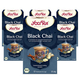 YOGI TEA, Black Chai, Chai negru, ceai ayurvedic organic cu condimente și plante, amestec de ceai negru, ghimbir, scorțișoară, Yogi Tea pachet de 6, 6X17 pliculețe (102 pliculețe de ceai în total), ideal ca cadou