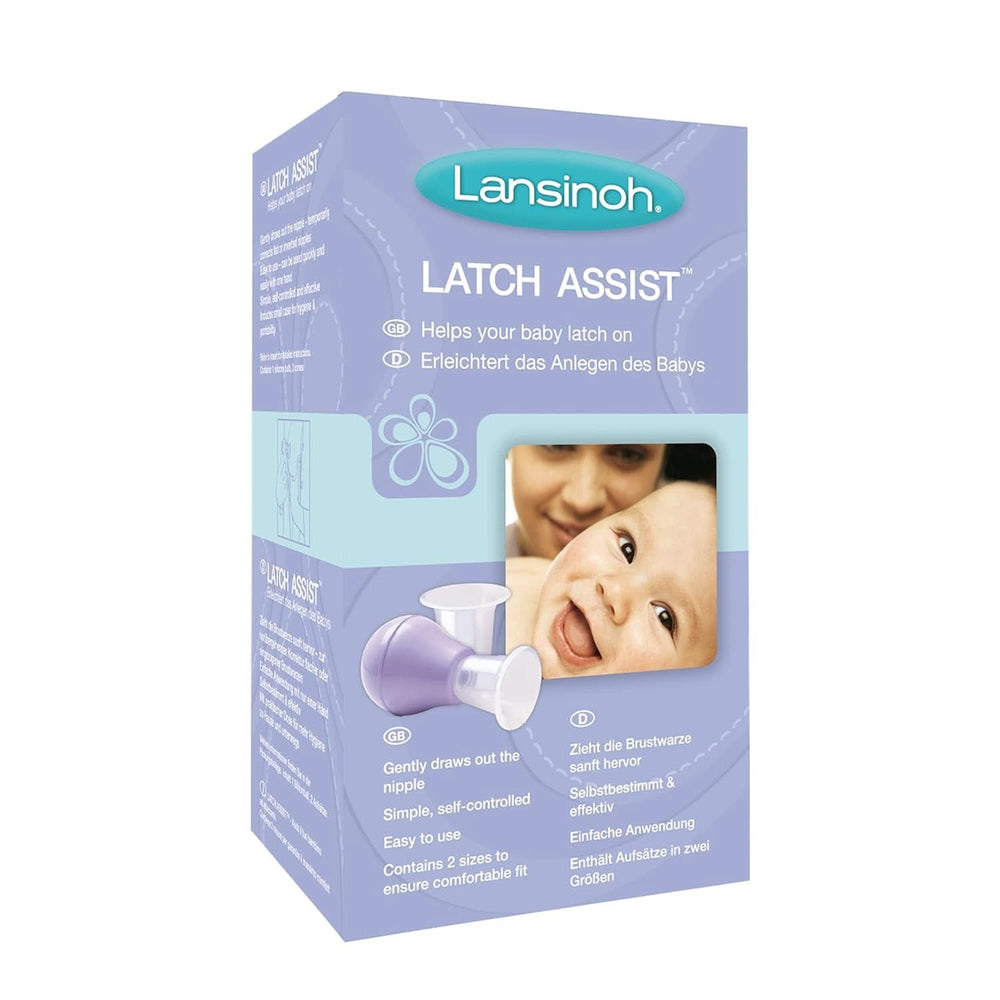 Lansinoh Latch Assist Brustwarzenumstülpung mit Etui für stillende Mütter, bietet vorübergehende Korrektur von Flach- oder Hohlwarzen, Kegel in 2 Größen in der Packung und hygienische Tragetasche. Stillzubehör Bebe Naty Shop Latch Assist