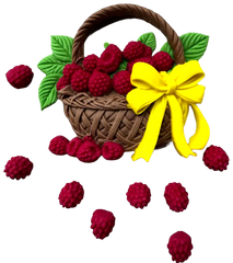 Set mit 9 essbaren Dekorationen, Korb mit Himbeeren