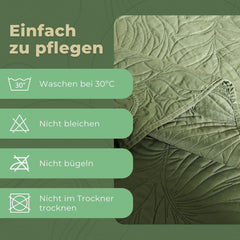 ESSEX – Tagesdecke 200 x 220 cm, ideal für das Schlafzimmer, weiche und bequeme Tagesdecke, moderne Steppung – botanische, grüne Betten und Decken. Besuchen Sie den ESSEX-Store