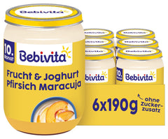 Fructe și iaurt/Quark DUO Piersici-Fructul pasiunii/Iaurt, 190g pachet de 6 (6x190g)