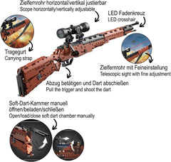 JAMARA 402893 CADA Karabiner 98K Bricks, Waffen Klemmbausteine Figuren Set, Toy Spielzeug Bausteine, Building Kids ab 8 Jahre, Geschenkidee Kids, LED Fadenkreuz, Tragegurt